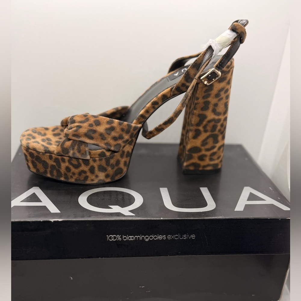 Aqua Leopard Print Platform Heels